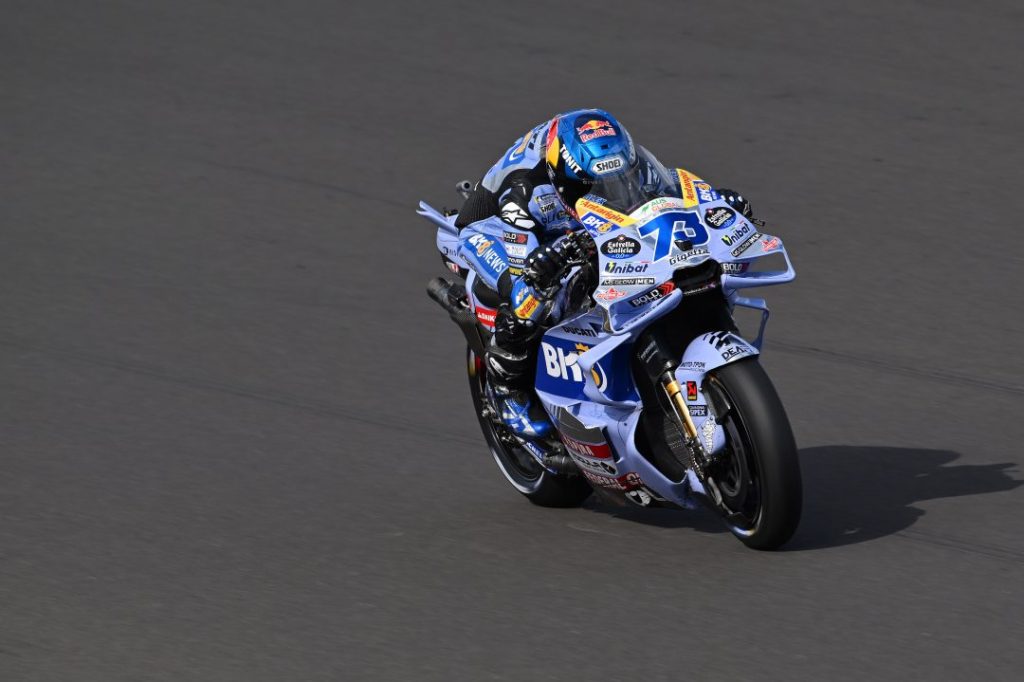 Alex Marquez on track during Catalunya MotoGP qualifying after securing pole position