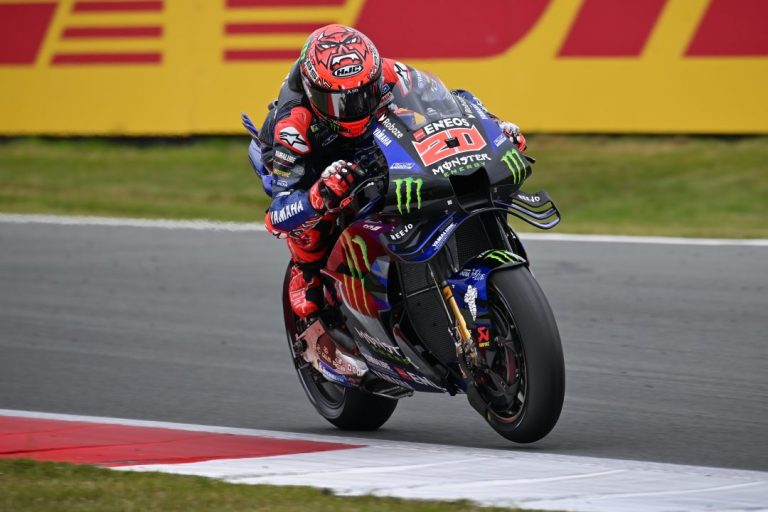 Fabio Quartararo in action at the Hungarian Grand Prix with Yamaha