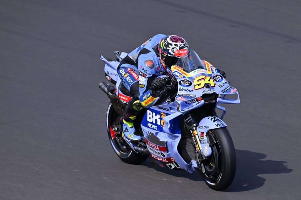 Fermin Aldeguer celebrates on track after winning the MotoGP race at Mandalika.