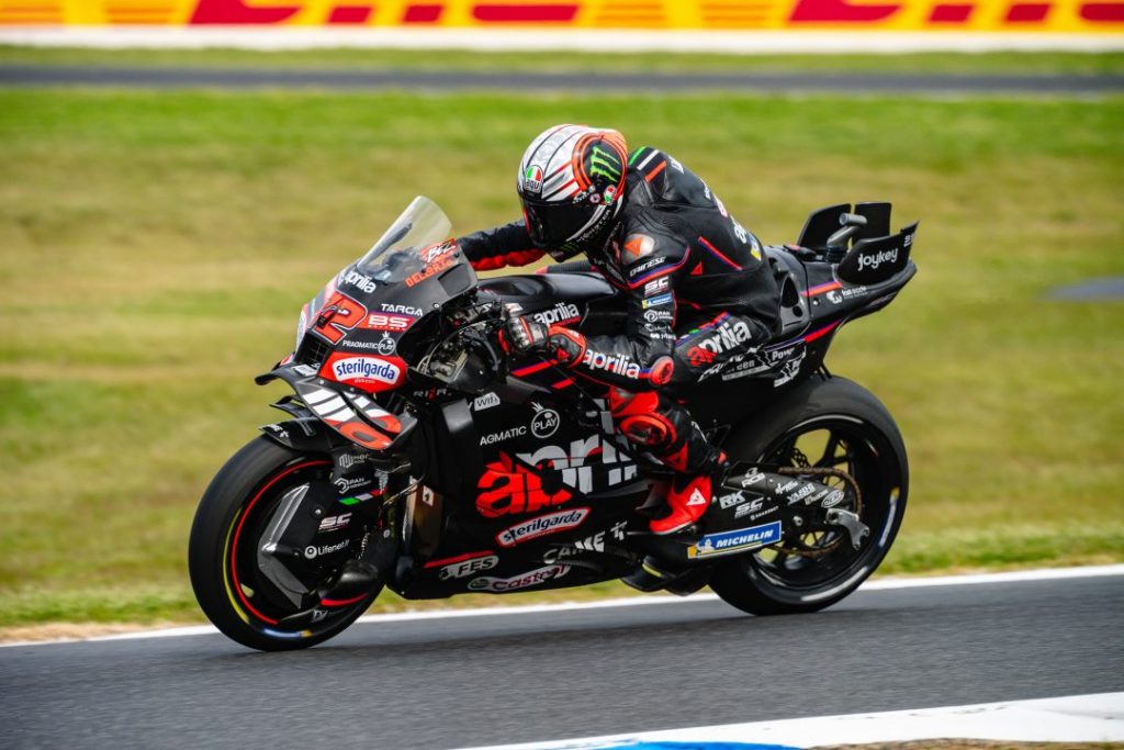 Marco Bezzecchi on track during his pole-winning Valencia qualifying lap.